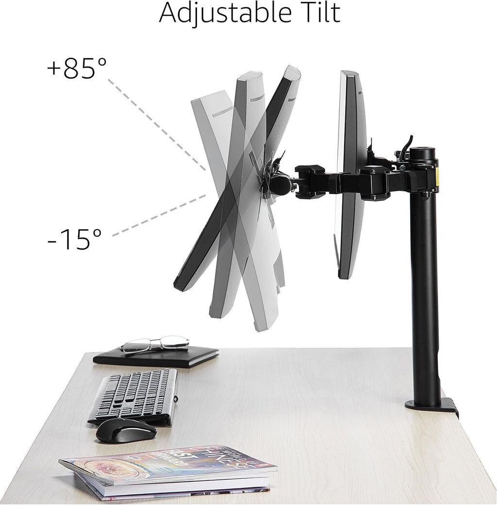 Amazon Basics Single Monitor Stand - Height Adjustable Arm Mount, Steel, Black